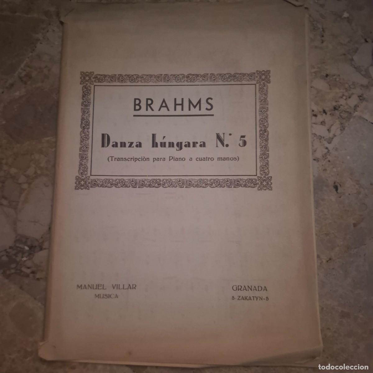 Partituras musicales: Pantigua partitura a&ntilde;os 20J. BRAHMS. DANZA H&Uacute;NGARA N&deg; 5 PARA PIANO A CUATRO MANOS..