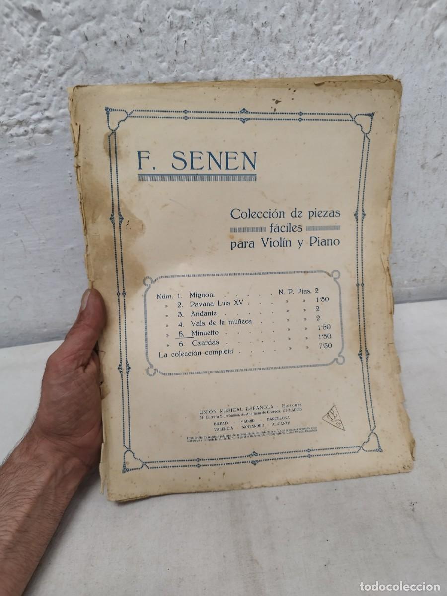 Partituras musicales: Antigua partitura violin piano N. Minuetto, partituras faciles. F. Senen.