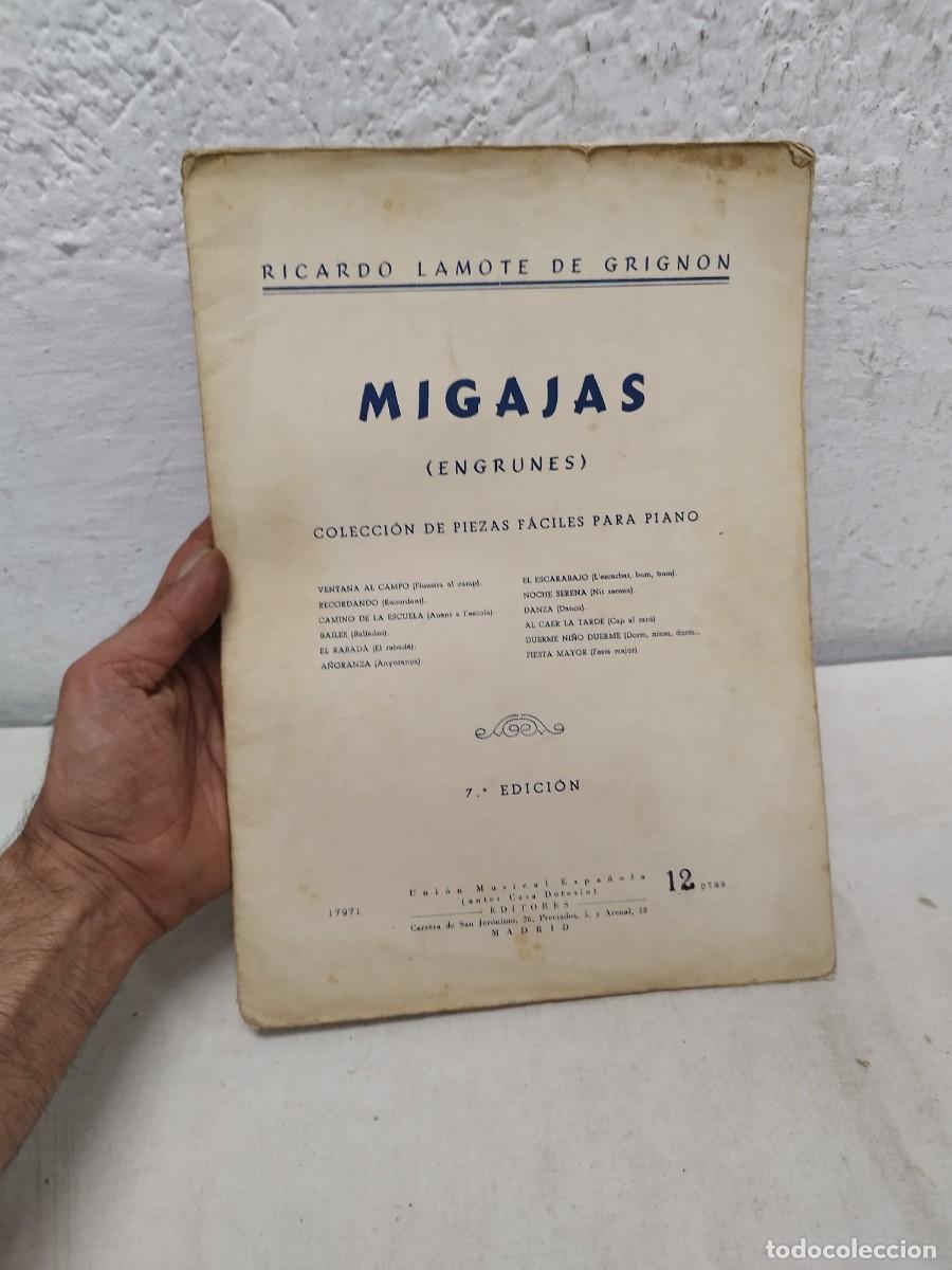Partituras musicales: Antigua partitura piezas faciles piano. Migajas, engrunes. Ricardo Lamote de Grignon.