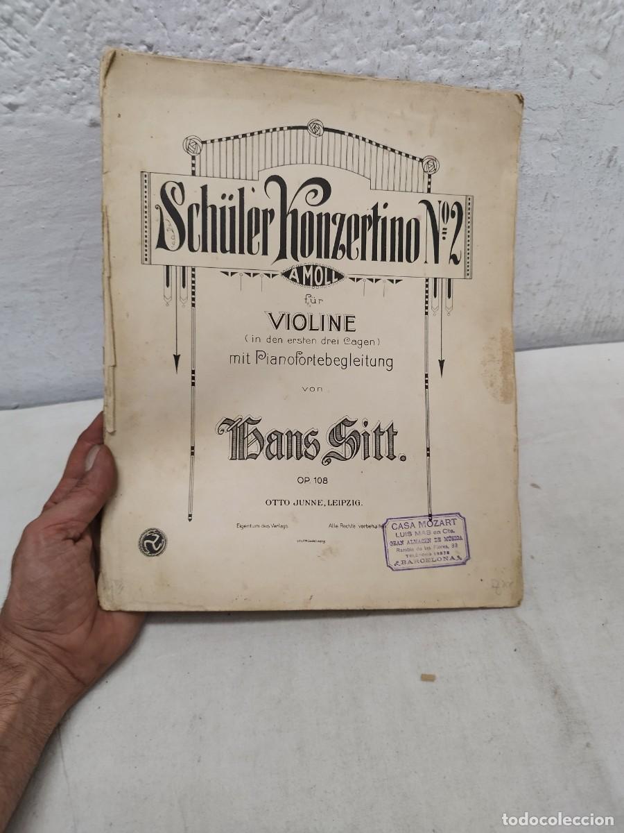 Partituras musicales: Antigua partitura Sch&Uuml;ler Kinzertino N&ordm;2. Viol&iacute;n, piano Hans Pitt. Op. 108