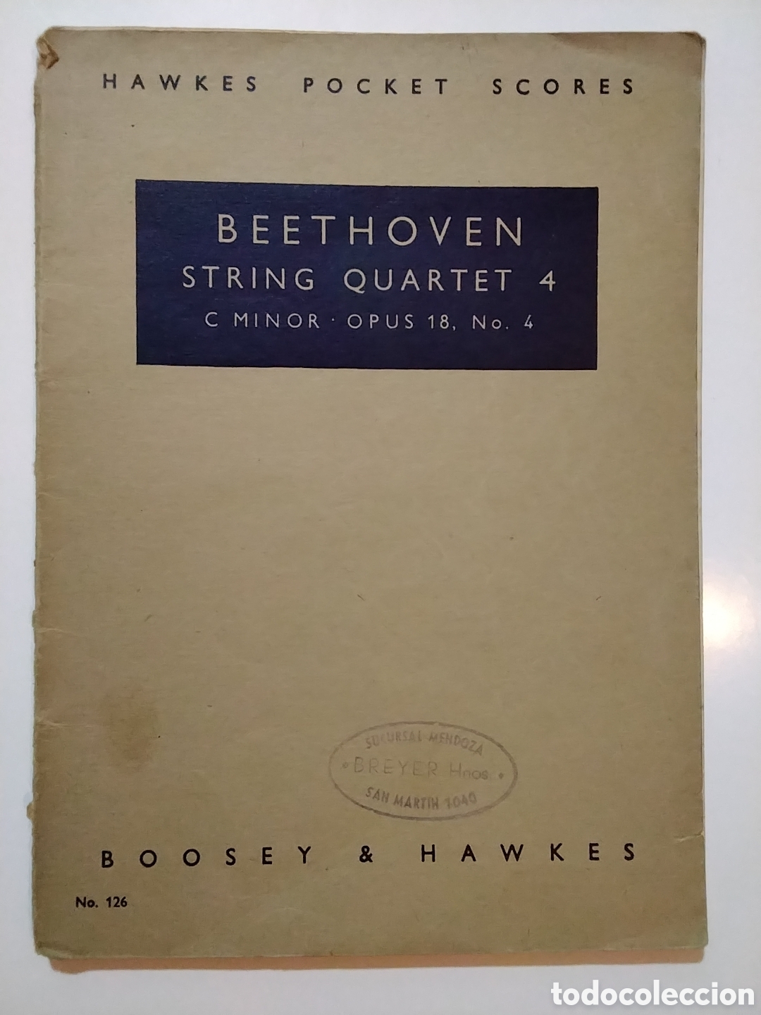 Partituras musicales: Ludwig van Beethoven &ndash; String Quartet IV in C Minor, Op. 18 No. 4 &ndash; Boosey & Hawkes &ndash; c. 1950/1960