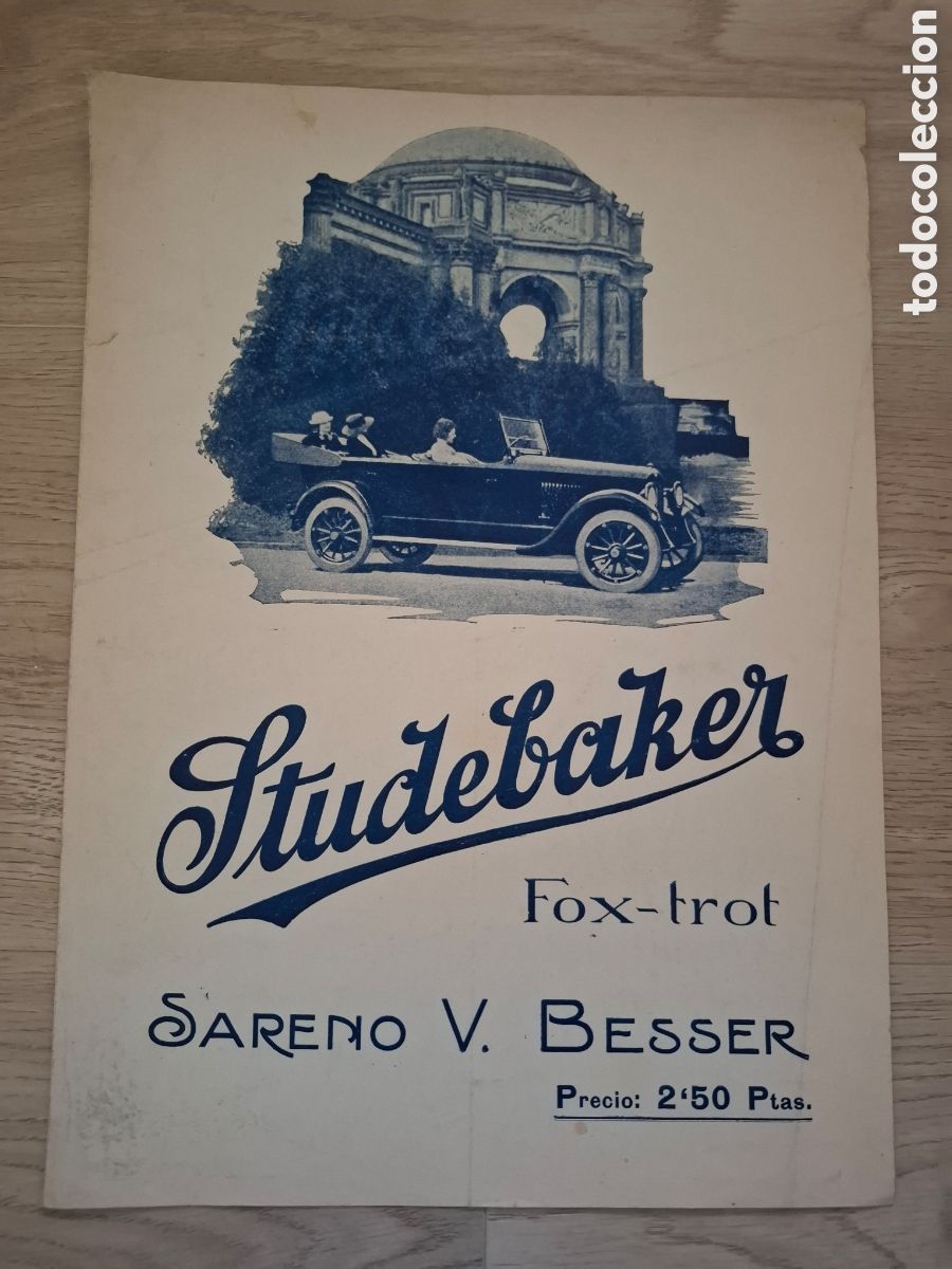 Partituras musicais: Studebaker, Fox-trot, Sareno V. Besser, publicidad al dorso de la agencia Studebacker de Barcelona