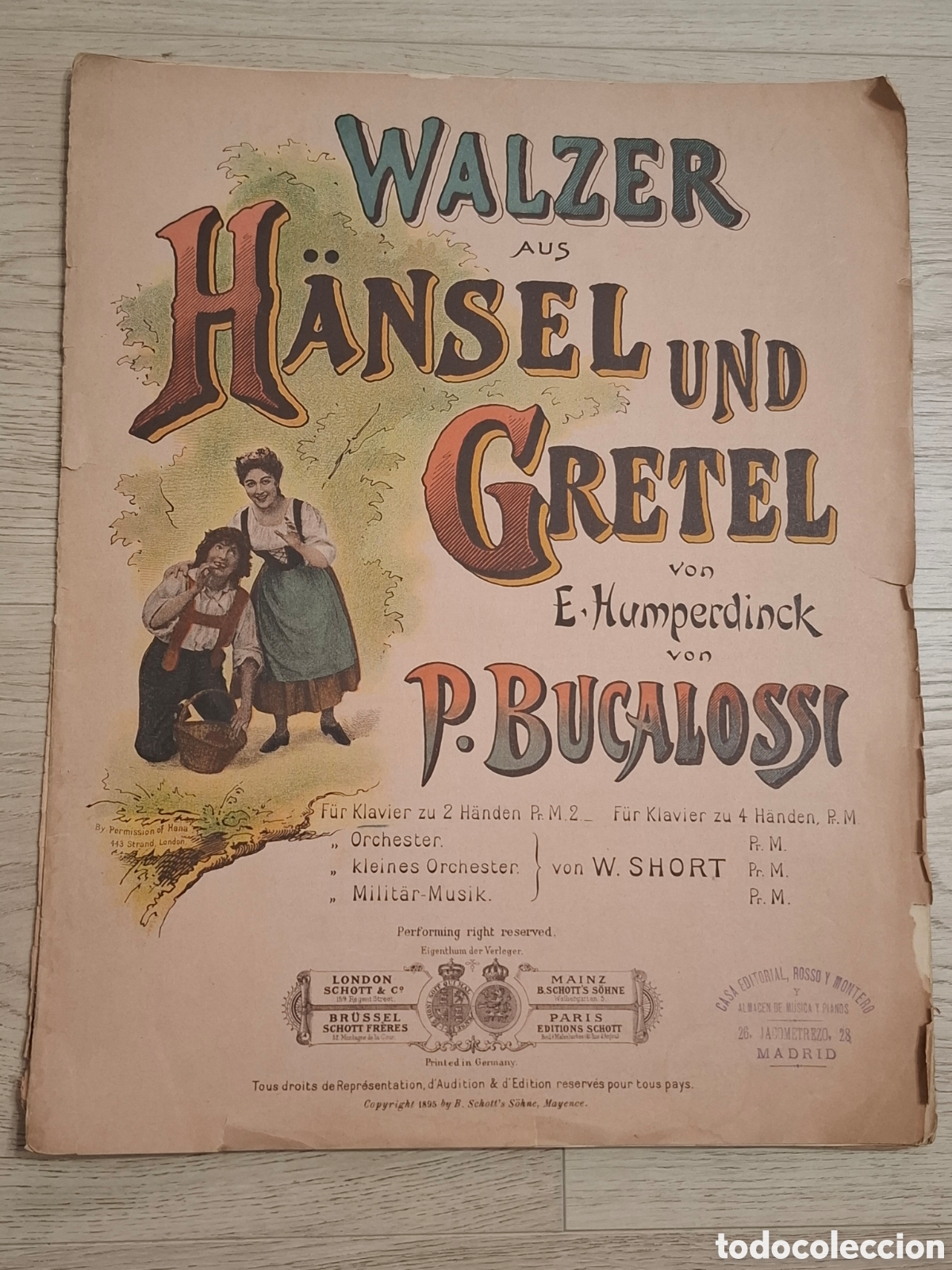 Partiture musicali: H&auml;nsel und Gretel, vals, de E. Humperdinck, de P. Bucalossi