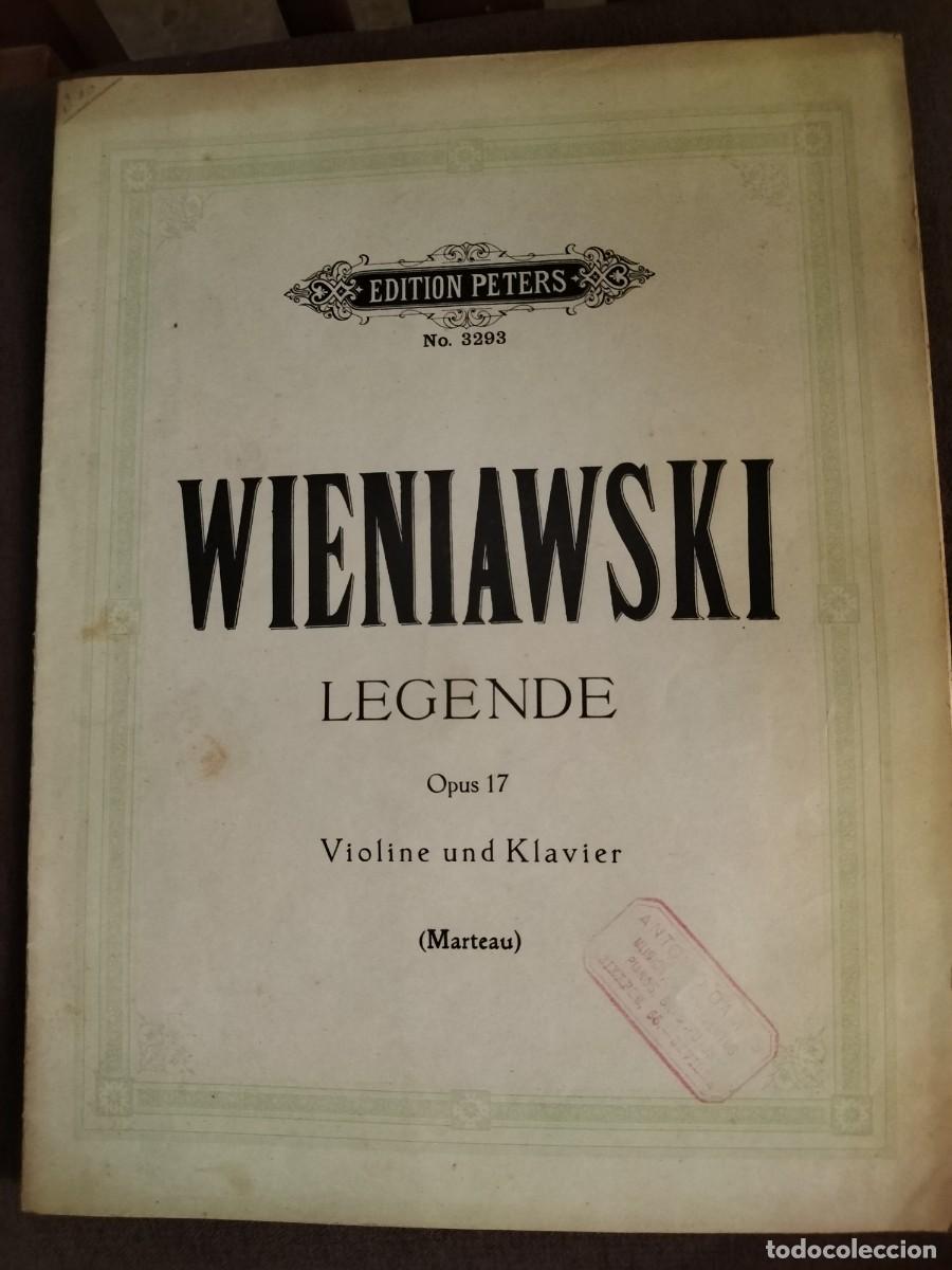 Partituras musicales: Libro de partituras antiguas de ia &rdquo;Legende, Op. 17&rdquo; de Henryk Wieniawski para viol&iacute;n y piano