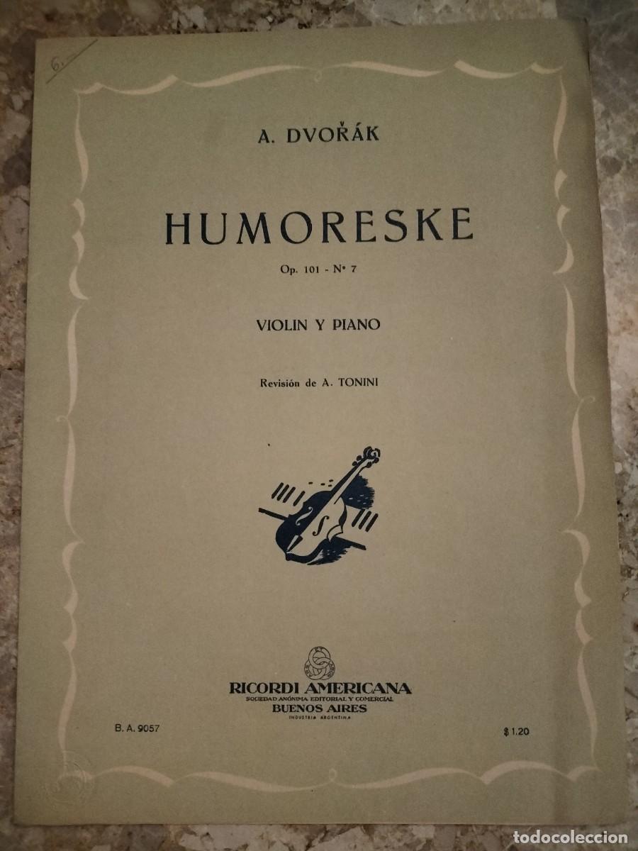Partitions Musicales: partitura antigua de &rdquo;Humoresque, Op. 101, N&deg; 7&rdquo; de Anton&iacute;n Dvoř&aacute;k para viol&iacute;n y piano.