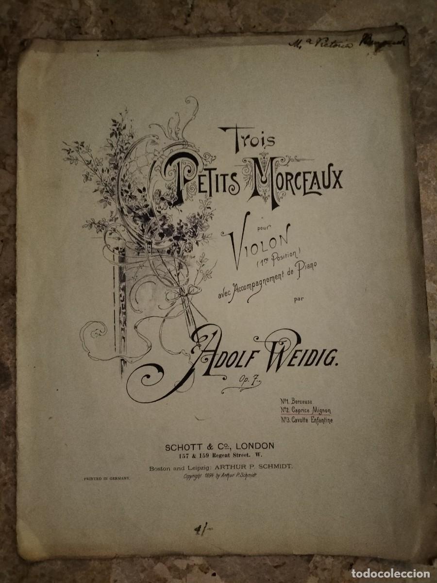 Partituras musicales: antigua titulada &rdquo;Trois Petits Morceaux&rdquo; fue compuesta por Adolf Weidig.1894.Caprice Mignon,