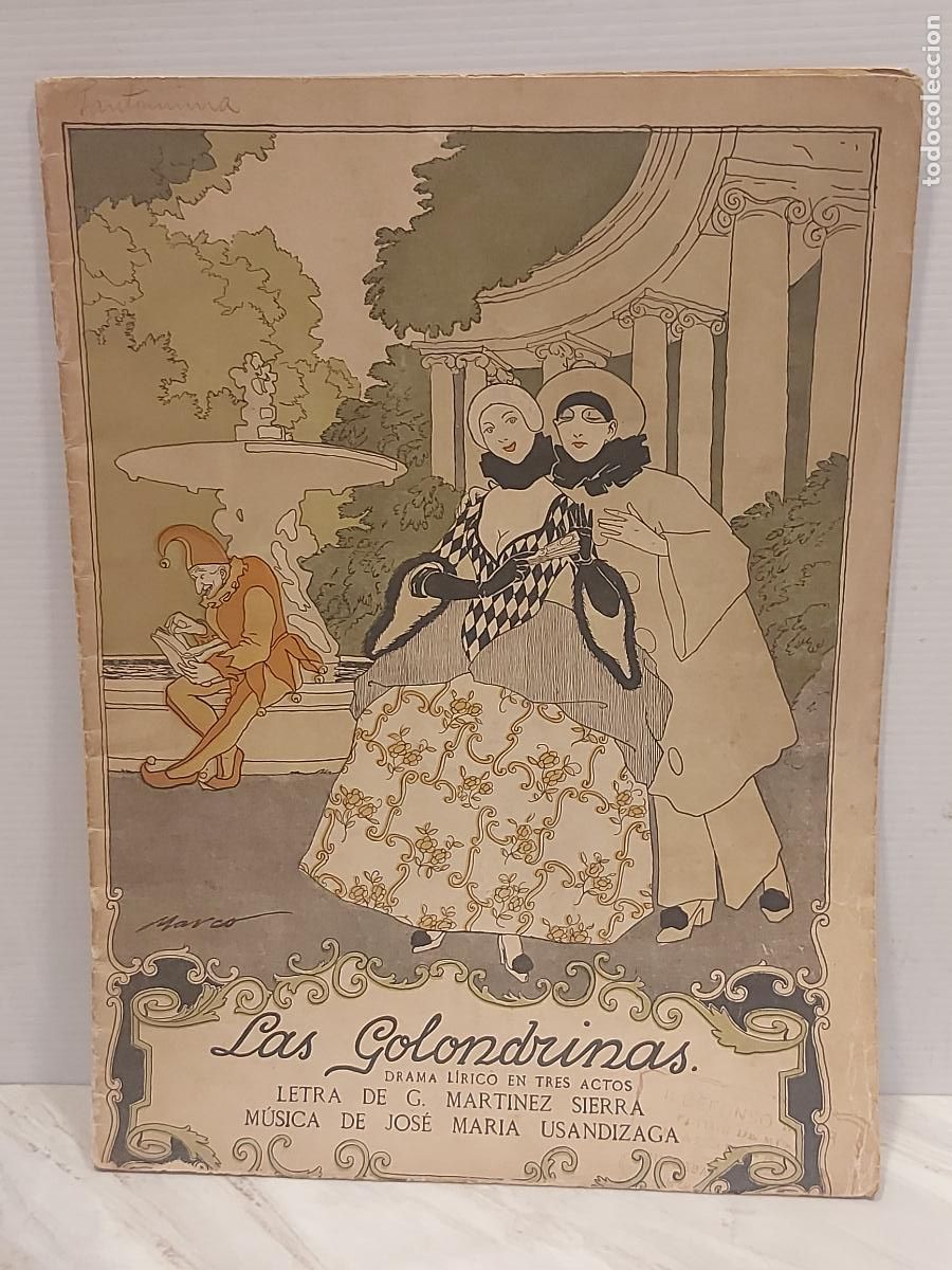 Partituras musicales: C. 1914 | LAS GOLONDRINAS | PANTOMIMA | MART&Iacute;NEZ SIERRA | JOS&Eacute; M.&ordf; USANDIZAGA | PARTITURA ANTIGUA