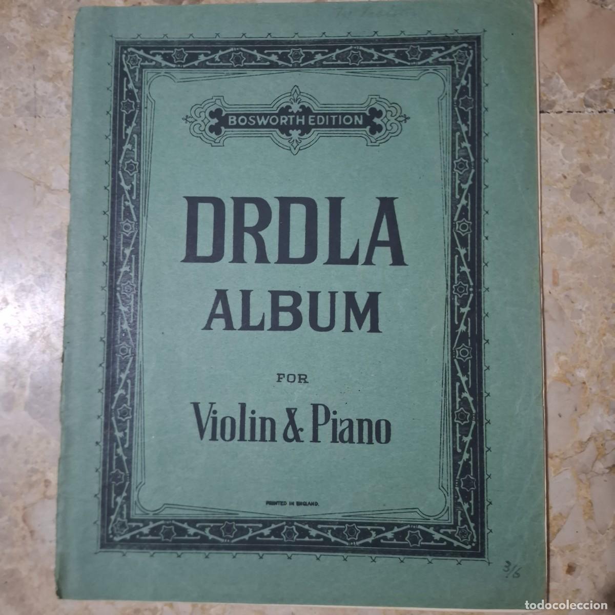 Partituras musicales: partituras vintage de Franz Drdla titulado &rdquo;Drdla Album&rdquo; para viol&iacute;n y piano, publicado por Bosworth