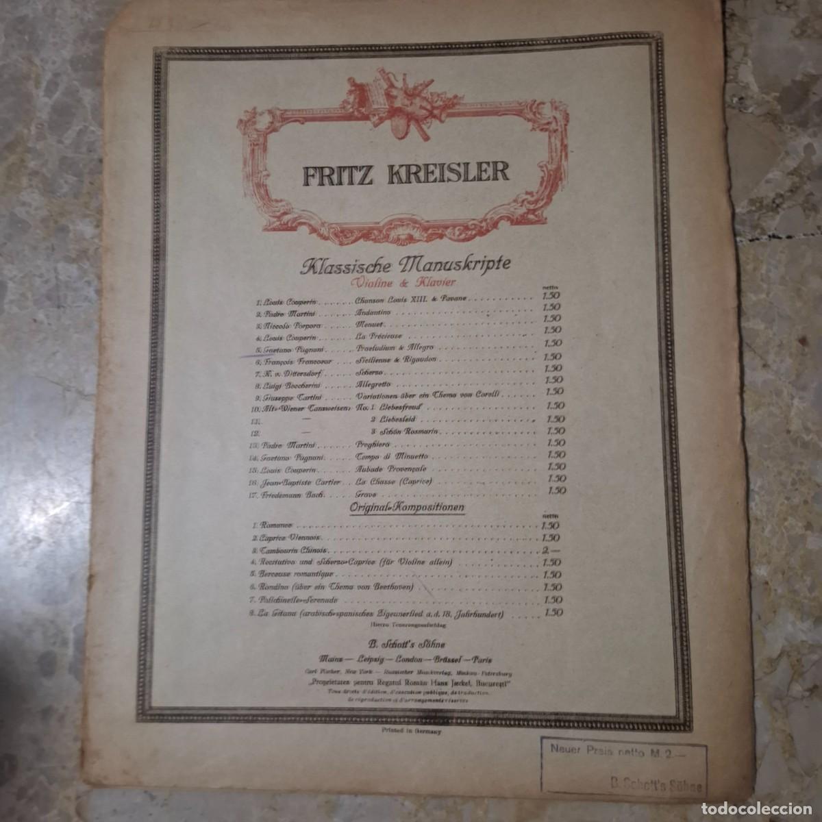 Partituras musicales: partituras&rdquo;Klassische Manuskripte&rdquo; para viol&iacute;n y piano,N&deg; 5 Praeludium de Allegro(Gaetano Pugnani)