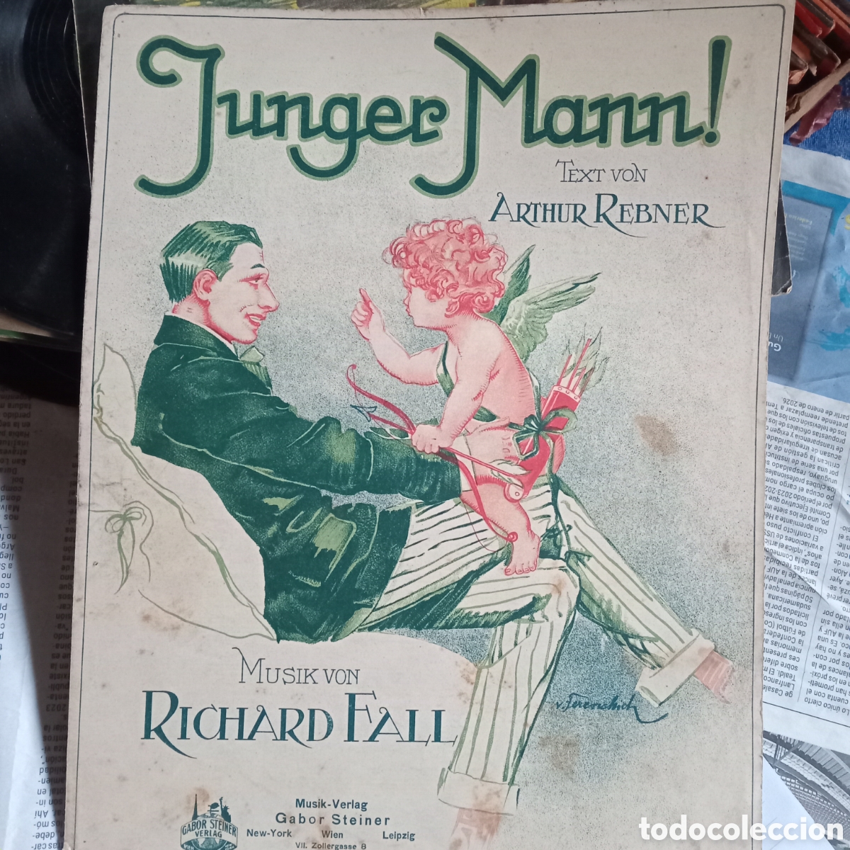 Partituras musicales: ANTIGUA PARTITURA &rdquo;JUNGER MANN&rdquo; R.FALL, A. REBNER ILUTRADA POR FERRNCHIC ED. GABOR- STEINET