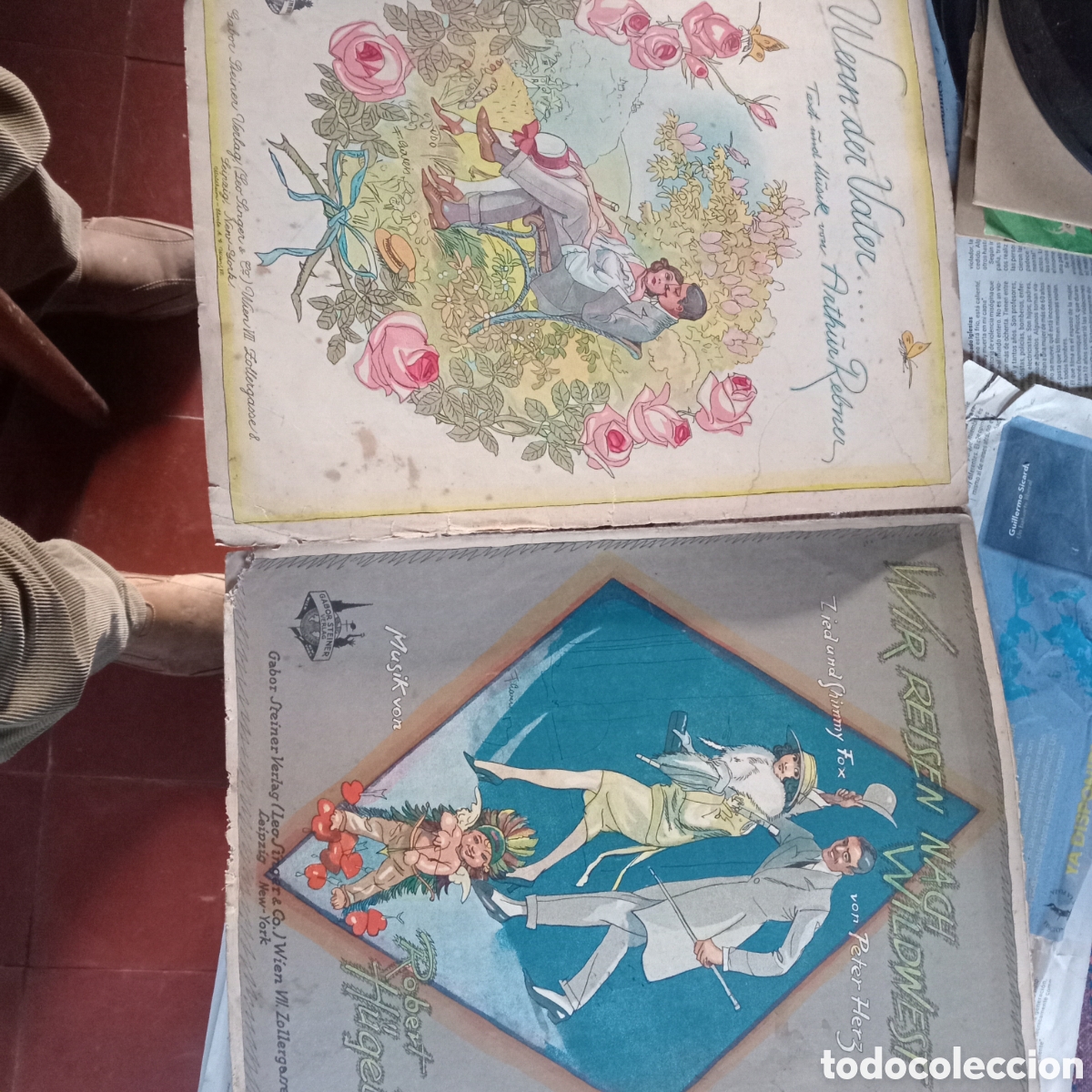 Partituras musicales: 2 ANTIGUAS PARTITURAS DE LOS A&Ntilde;OS 20 MUY BONITAS ILUSTRACIONES. PEQUE&Ntilde;O DETALLE EN LA,ESQUINA IZQ. I