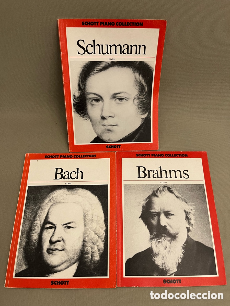 Partituras musicales: 3 libros de partituras de piano - Bach - Schumann - Brahms