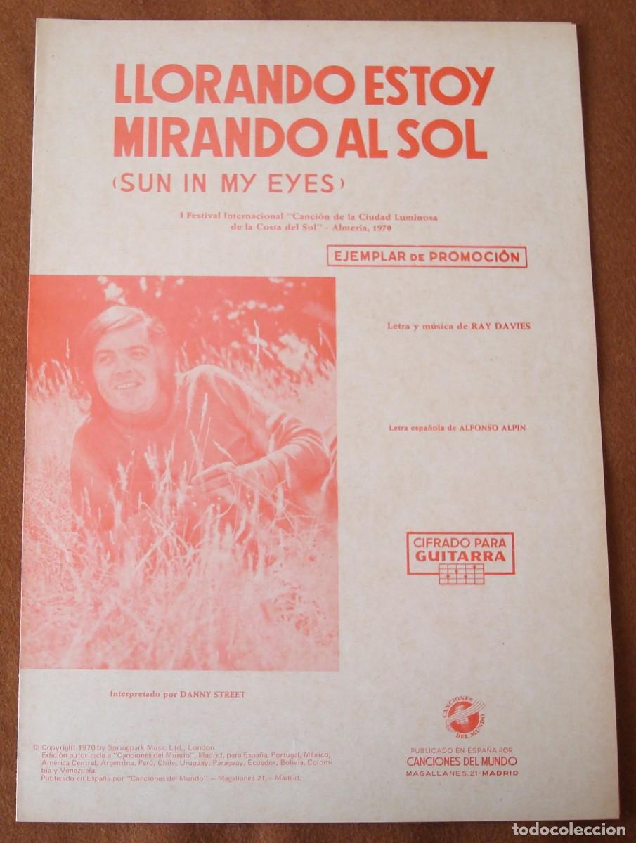 Partituras musicales: RESERVADO - Danny Street : Sun in my eyes - Edici&oacute;n promocional original 1970 Canciones del mundo