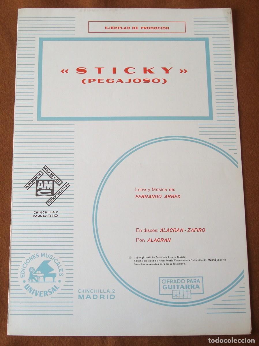 Partituras musicales: Alacran : Sticky - Edici&oacute;n promocional original 1971 Ediciones musicales Universal