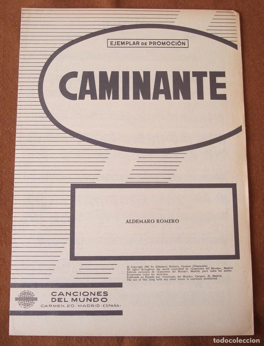 Partituras musicales: Aldemaro Romero : Caminante - Edici&oacute;n promocional original 1967 Canciones Del Mundo