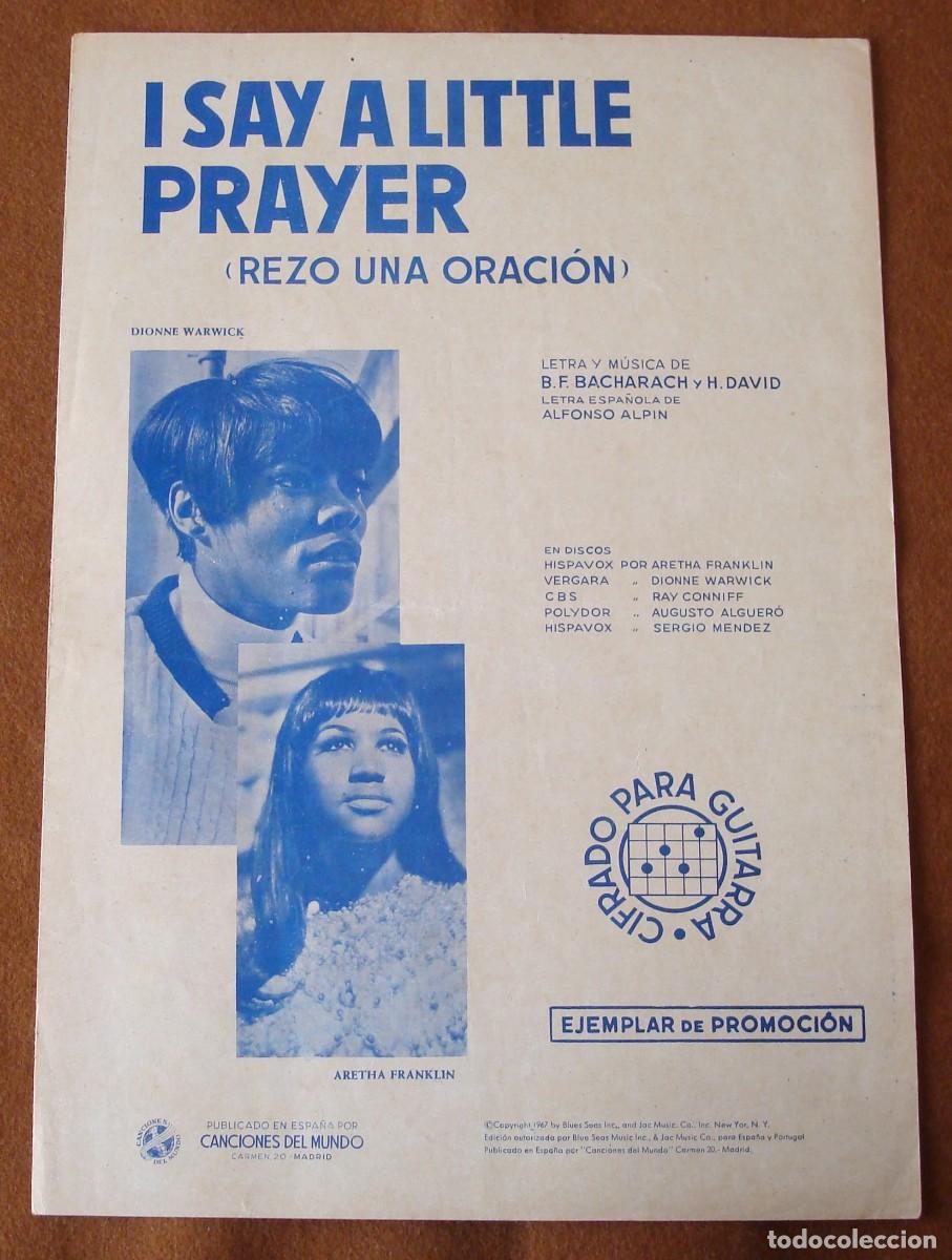 Partituras musicales: Burt Bacharach : I say a little prayer - Edici&oacute;n promocional original 1967 Canciones del mundo