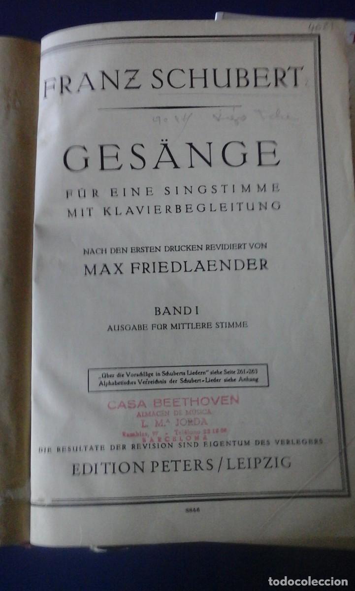 Partituras musicales: Franz Schubert: LIEDER PARA VOZ Y PIANO/GESANGE (Band I) (Leipzig, 1928) edici&oacute;n para voz media
