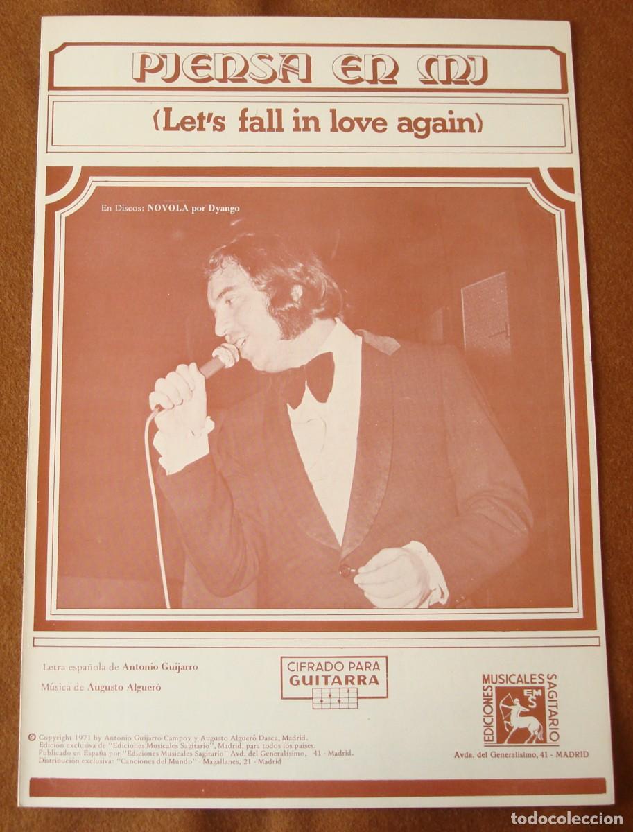 Partituras musicales: Dyango : Piensa en m&iacute; - Edici&oacute;n original 1971 ediciones musicales Sagitario