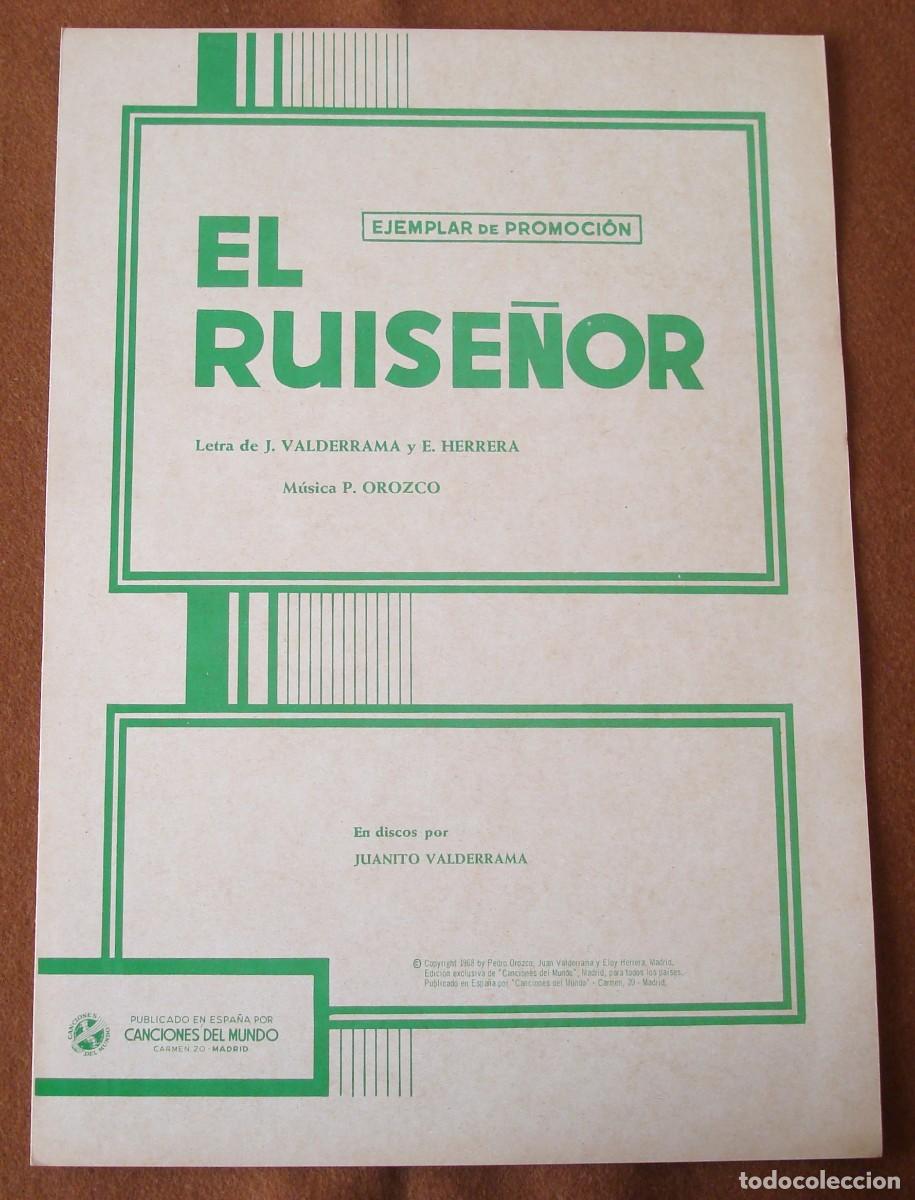 Partituras musicales: Juanito Valderrama : El ruise&ntilde;or - Edici&oacute;n promocional original 1968 Canciones del mundo