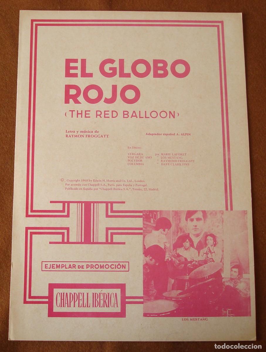 Partituras musicales: Los Mustang : El globo rojo - Edici&oacute;n promocional original 1968 Chappell Iberica