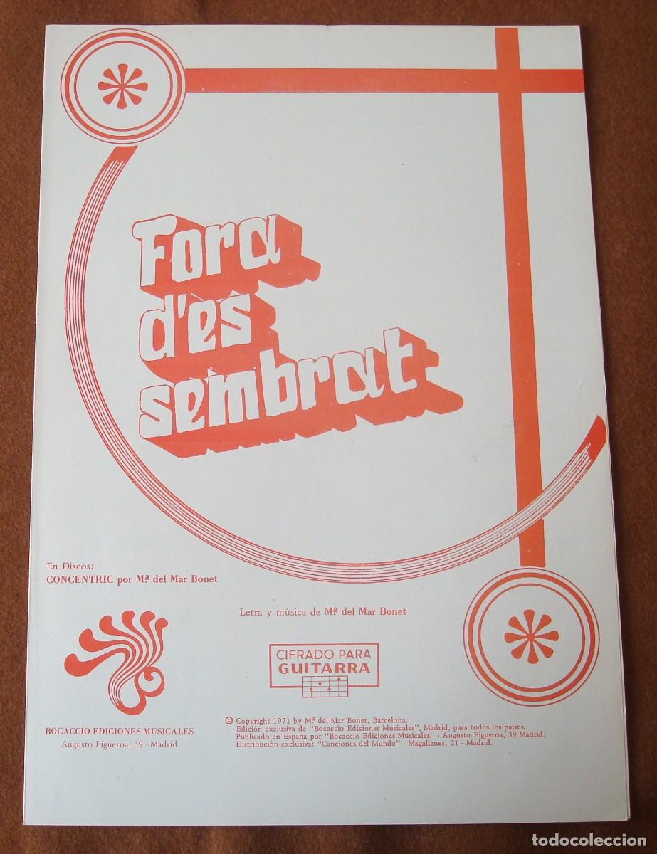 Partituras musicales: Mar&iacute;a Del Mar Bonet : Fora d'es sembrat - Edici&oacute;n original 1971 Ediciones Musicales Bocaccio
