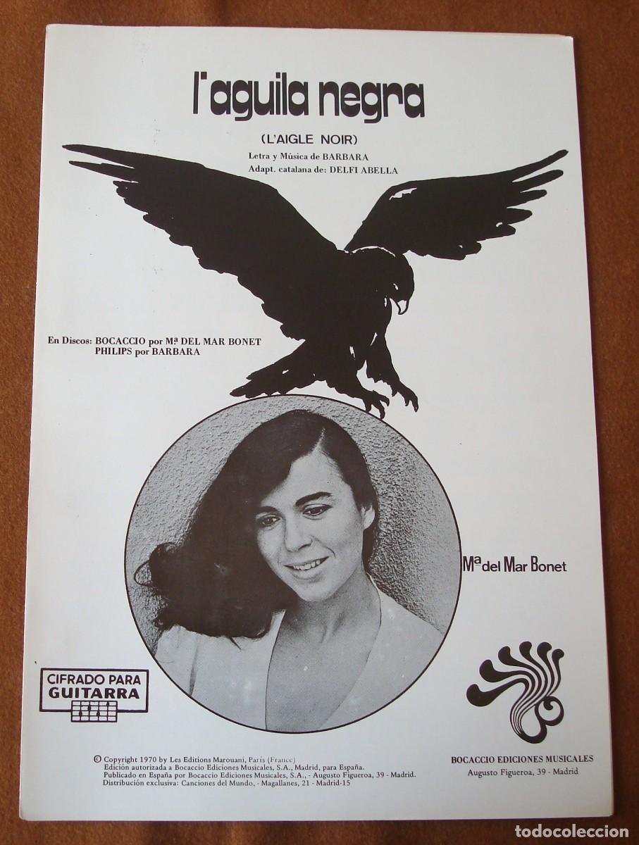 Partituras musicales: Mar&iacute;a del Mar Bonet : L'aguila negra - Edici&oacute;n original 1970 Ediciones musicales Bocaccio