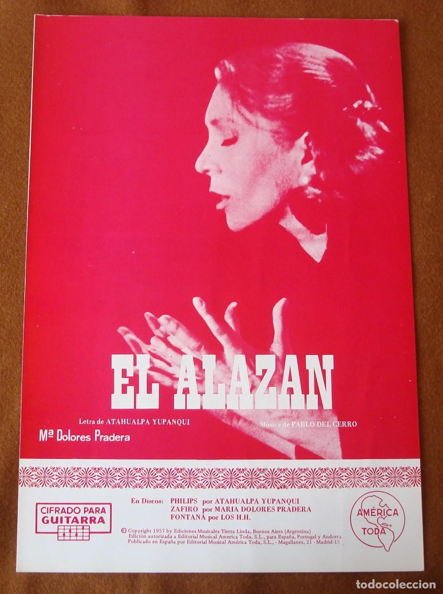Partituras musicales: Mar&iacute;a Dolores Pradera : El alaz&aacute;n - Edici&oacute;n original 1972 Am&eacute;rica Toda