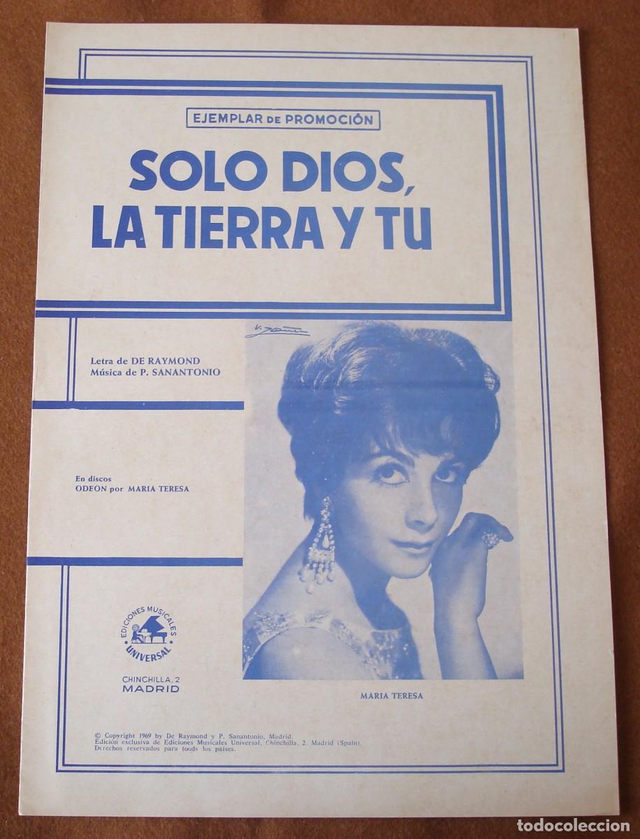 Partituras musicales: Mar&iacute;a Teresa : Solo Dios, la tierra y t&uacute; - Edici&oacute;n promocional original 1969 Ed. musicales Universal