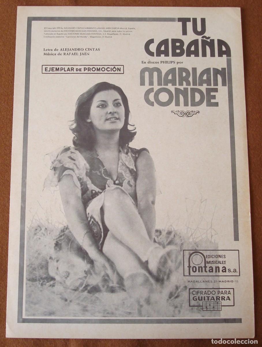 Partituras musicales: Marian Conde : Tu caba&ntilde;a - Edici&oacute;n promocional original 1970 Ediciones Musicales Fontana