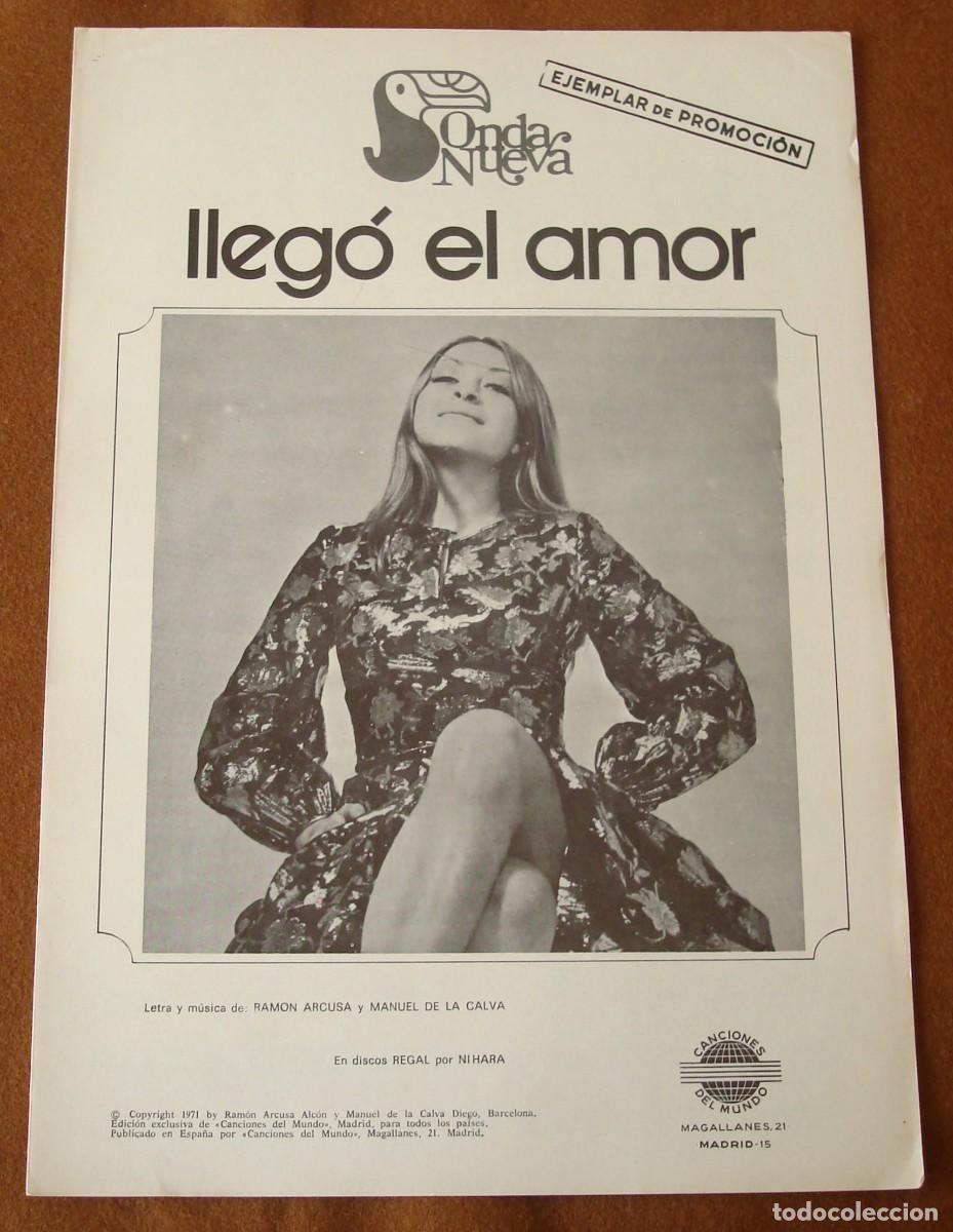 Partituras musicales: Nihara : Lleg&oacute; el amor - Promocional original 1971 Canciones Del Mundo - D&uacute;o Din&aacute;mico