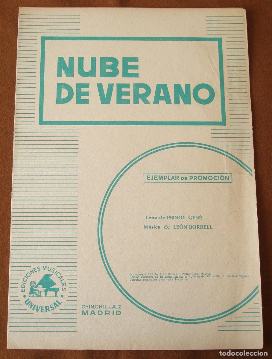 Partituras musicales: Pedro Gen&eacute; : Nube de verano - Promocional original 1969 Ediciones musicales Universal - Lone Star