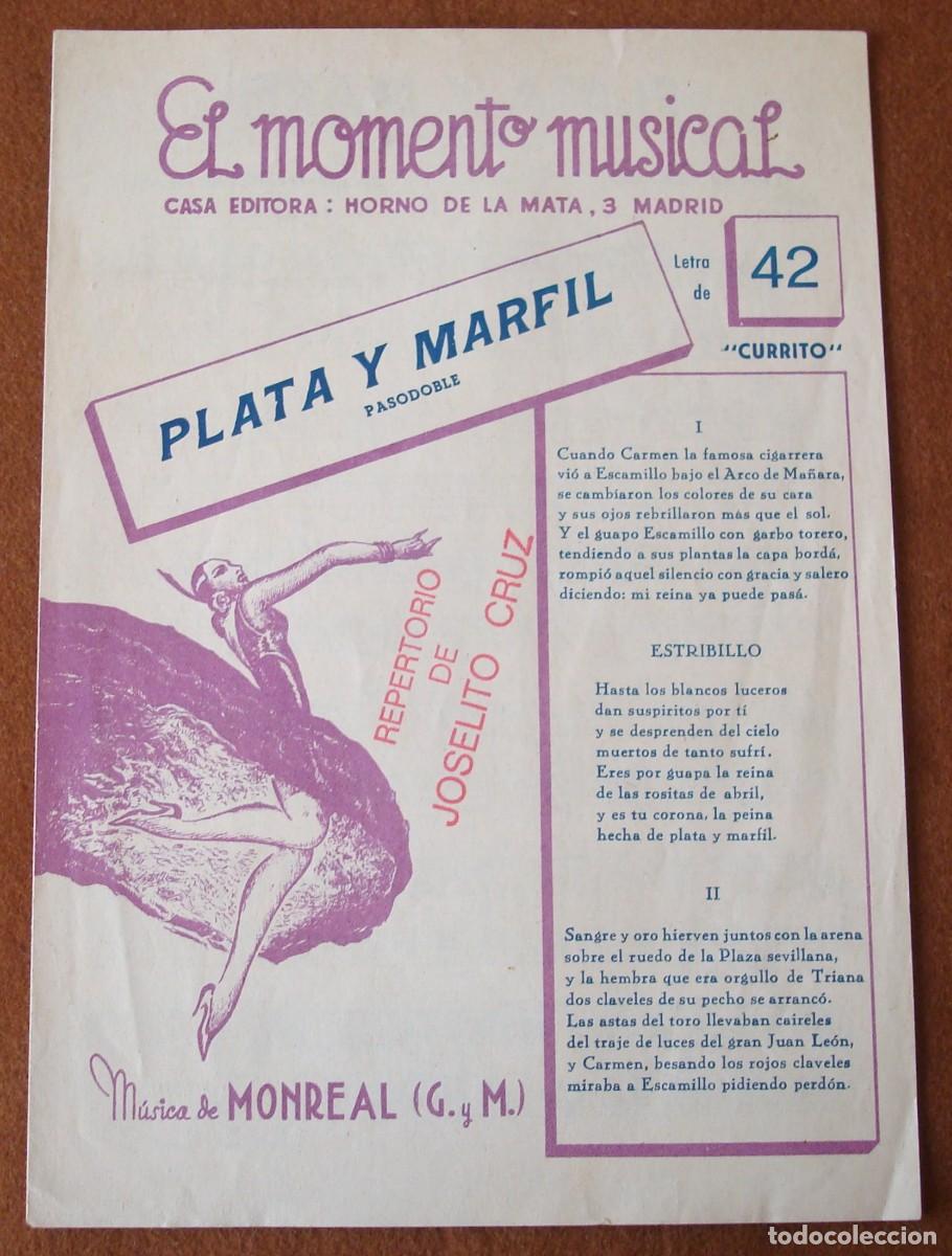 Partituras musicales: Plata y marfil (Pasodoble) - Edici&oacute;n original El Momento Musical - Los Churumbeles de Espa&ntilde;a