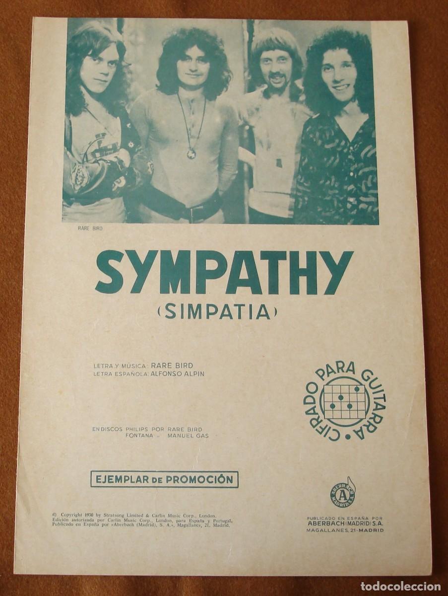 Partituras musicales: Rare Bird : Sympathy - Edici&oacute;n promocional original 1970 Aberbach Madrid