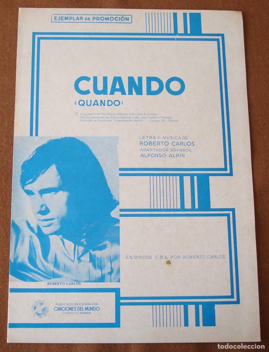 Partituras musicales: Roberto Carlos : Cuando - Edici&oacute;n promocional original 1967 Canciones Del Mundo