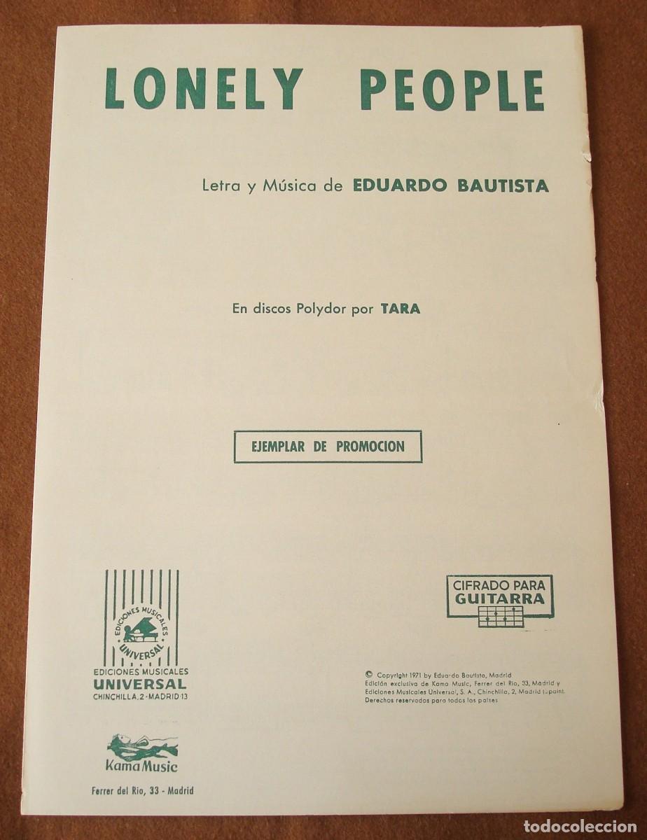 Partituras musicales: Tara : Lonely people - Edici&oacute;n promocional original 1971 Ediciones musicales Universal