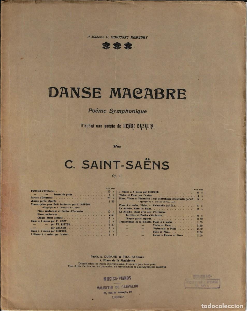 Partituras musicales: PIANO: Partitura hist&oacute;rica de &rdquo;Danse Macabre&rdquo; de Saint-Sa&euml;ns - Ed. Sello Durand / Valentim de Carval