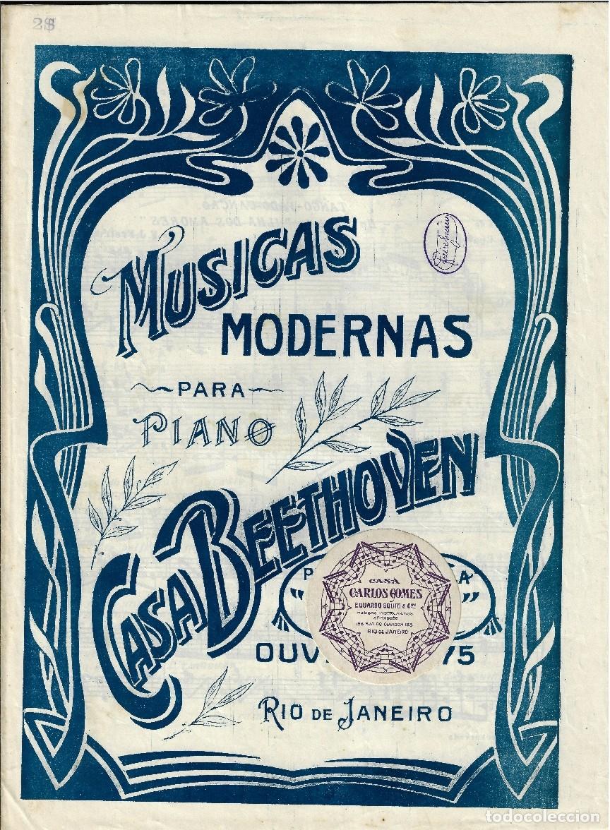 Partituras musicales: Partitura antigua de una colecci&oacute;n del tango-fado-canci&oacute;n &rdquo;Ouvindo as Ondas&rdquo; de F.J. Freire Jr.