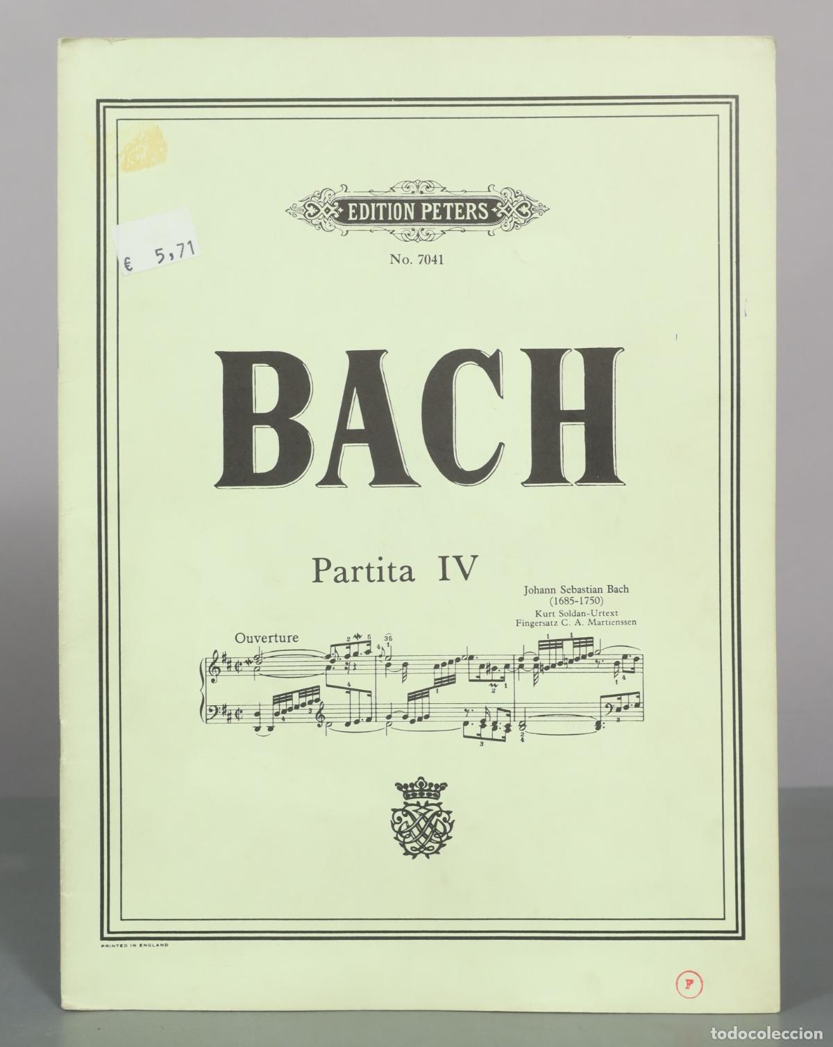 Partituras musicales: PARTITURA. Partita IV - Johann Sebastian Bach - Edition Peters