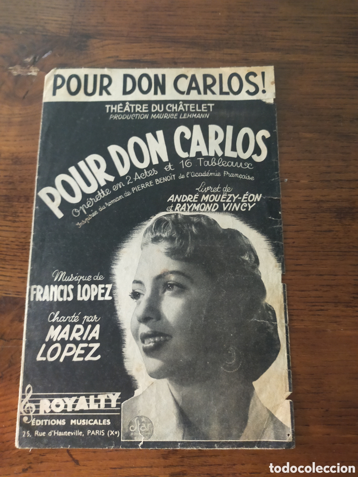 Partituras musicales: Partitura antigua Pour Don Carlos