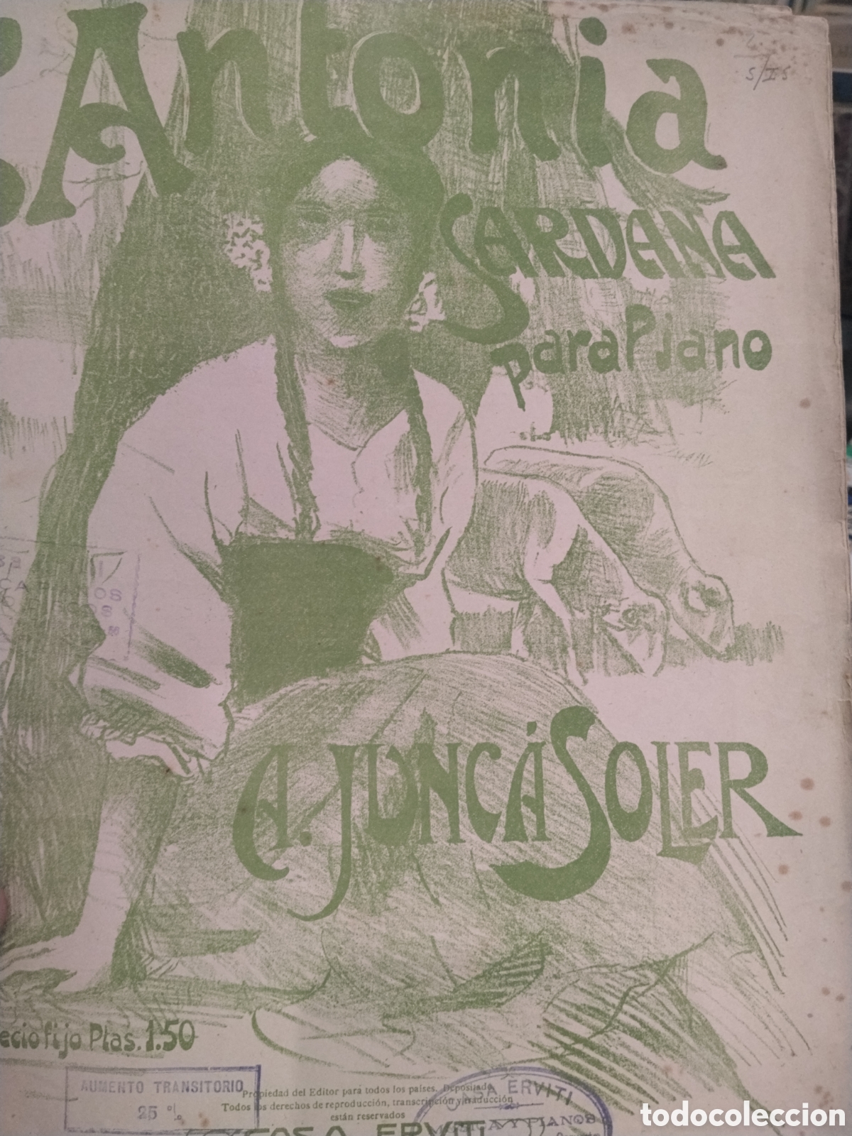 Partituras musicales: Partitura L'Antonia. Sardana para piano. A. Junca Soler