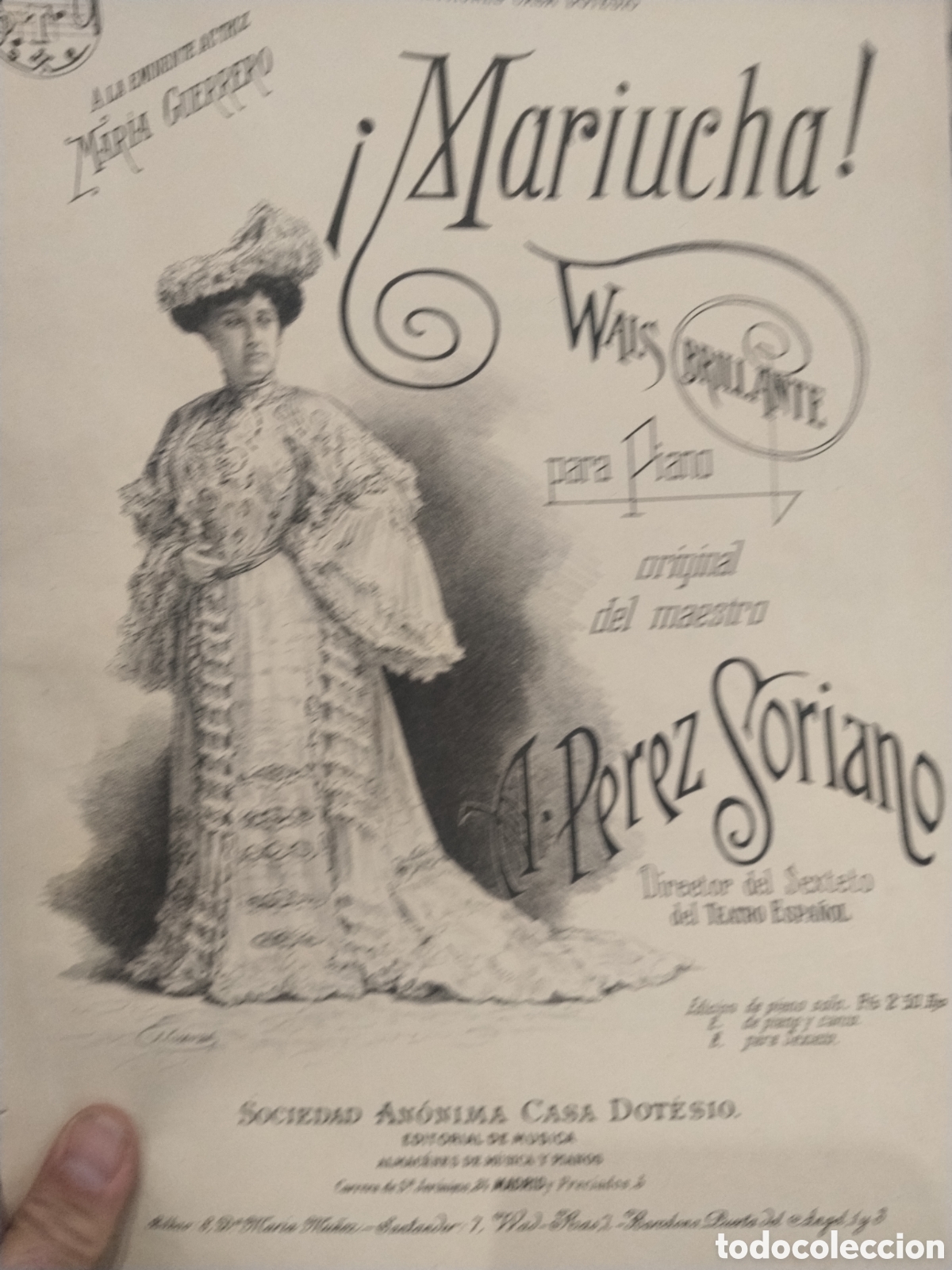 Partiture musicali: Partitura. Mariucha. J. P&eacute;rez Soriano