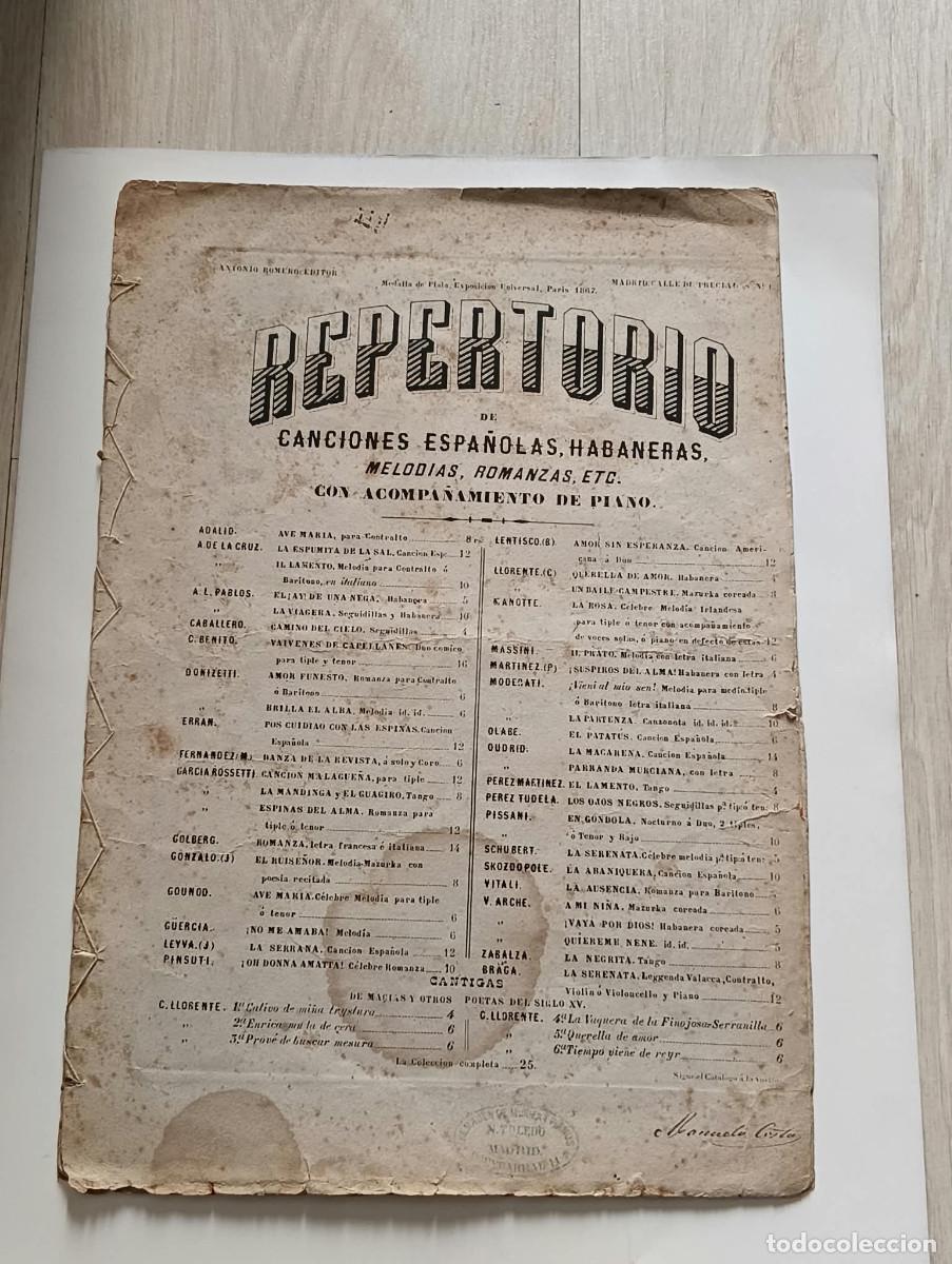 Partitions Musicales: [Partitura]. Repertorio de canciones espa&ntilde;olas, habaneras, melodias, romanzas, etc.