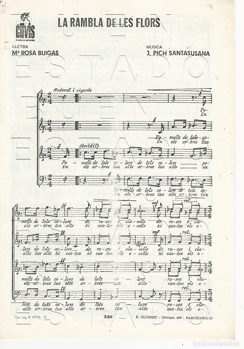 Partituras musicales: M&ordf; ROSA BUIGAS J PICH SANTASUSANA LA RAMBLA DE LES FLORS 4PGS PARTITURA U69