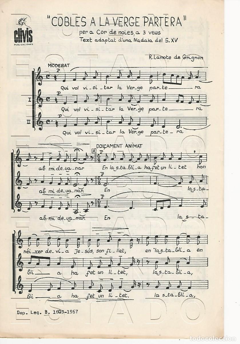 Partituras musicales: COBLES A LA VERGE PARTERA R LAMOTE DE GRIGNON 4PGS PARTITURA U69
