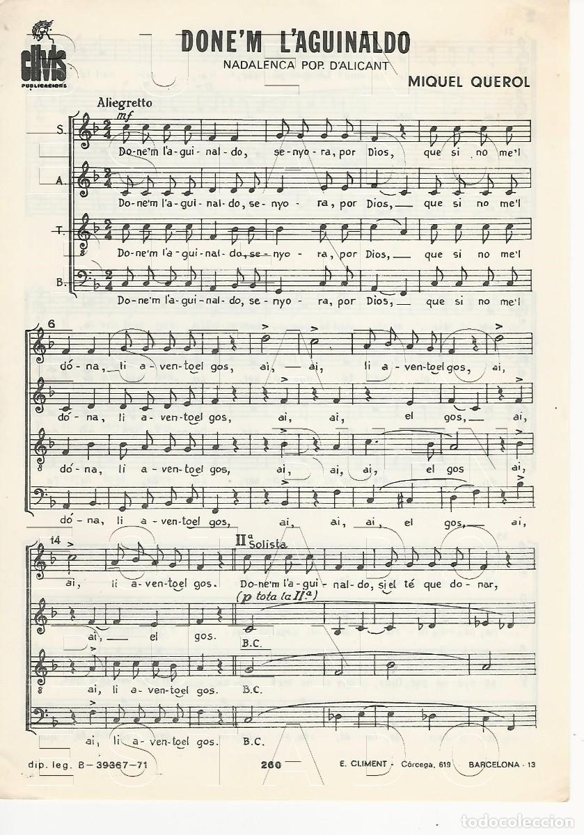 Partituras musicales: MIQUEL QUEROL DONE'M L'AGUINALDO 4PGS PARTITURA U69