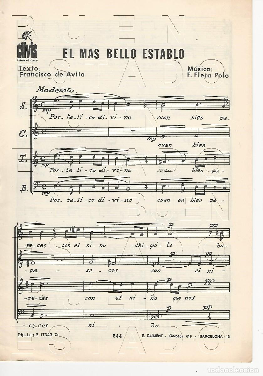 Partituras musicales: EL, MAS BELLO ESTABLO FRANCISCO DE AVILA F FLETA POLO 8 PGS PARTITURA U69