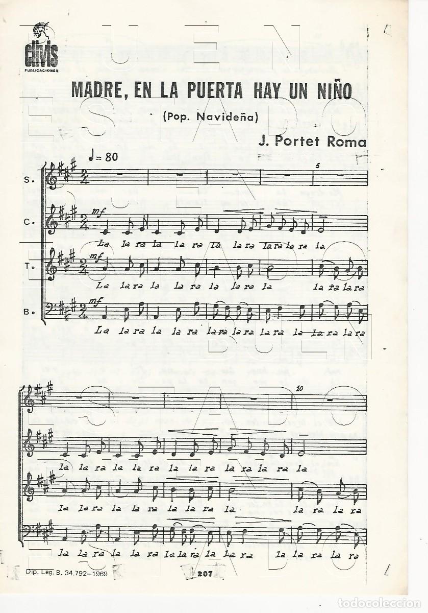Partituras musicales: MADRE EN LA PUERTA HAY UN NI&Ntilde;O J PORTET ROMA VILLANCICO POP 4 PGS PARTITURA U69