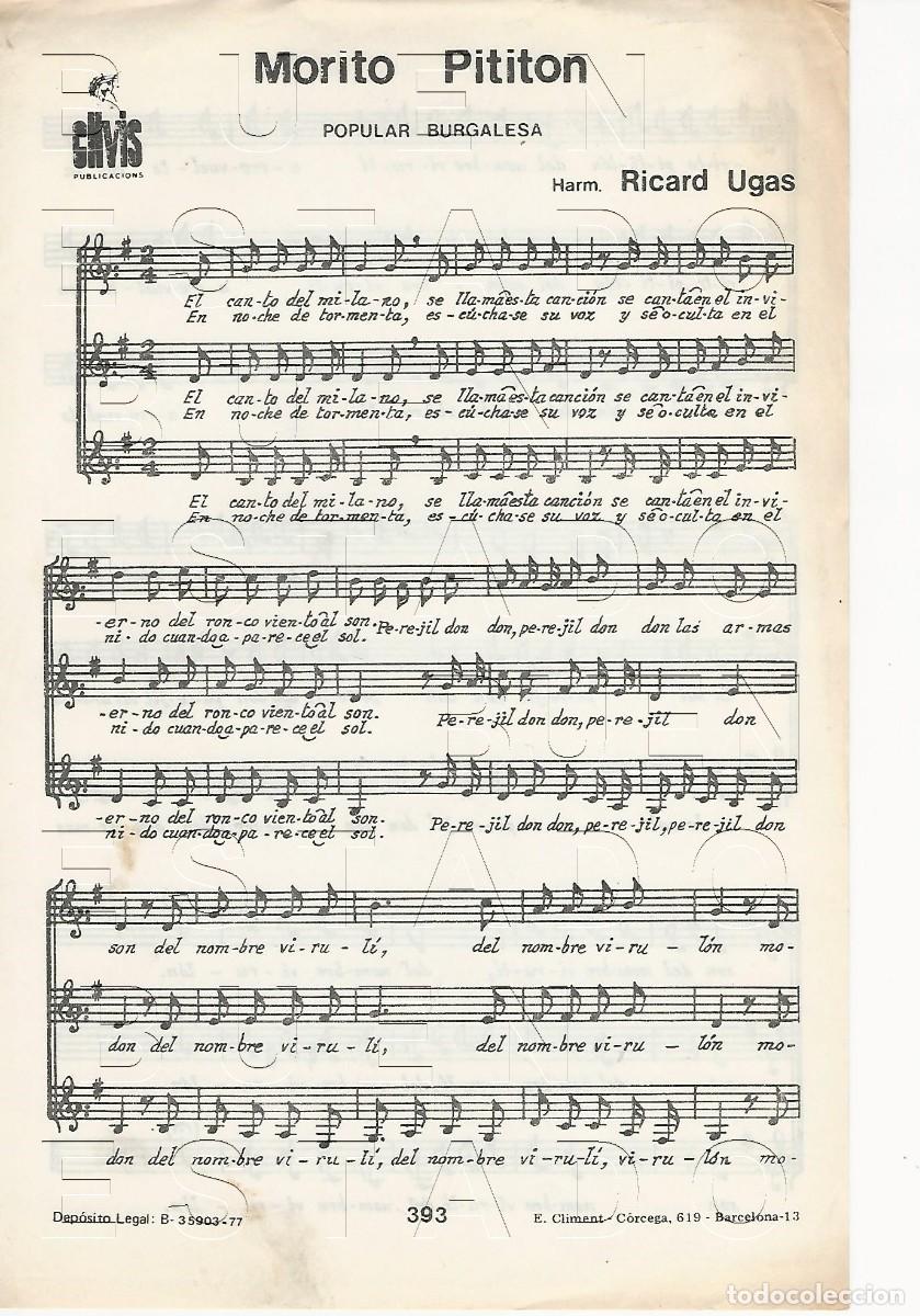 Partituras musicales: RICARD UGAS MORITO PITITON POPULAR BURGALESA BURGOS 2 PGS PARTITURA U69