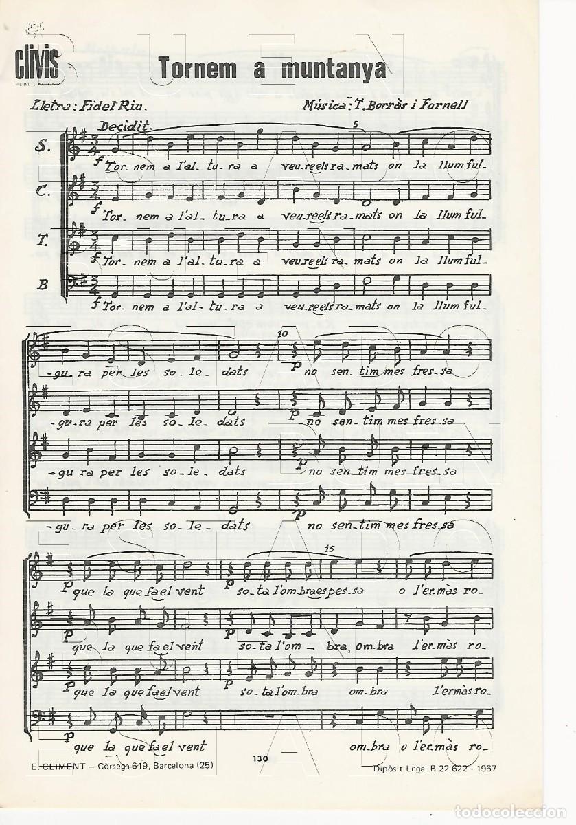 Partituras musicales: TORNEM A MUNTANYA FIDEL RIU T BORRAS I FORNELL 4 PGS PARTITURA U69
