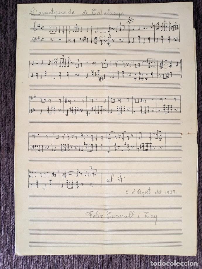 Partituras musicais: Partitura i lletra de Felix Cucurull i Tey, L' Avanguarda de Catalunya 1937